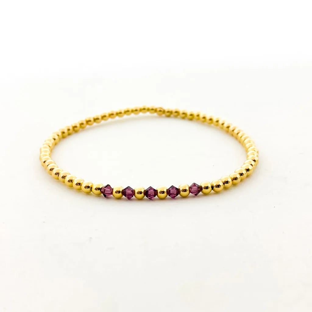 Gracie Beaded Birthstone Accented Bracelet | 3mm