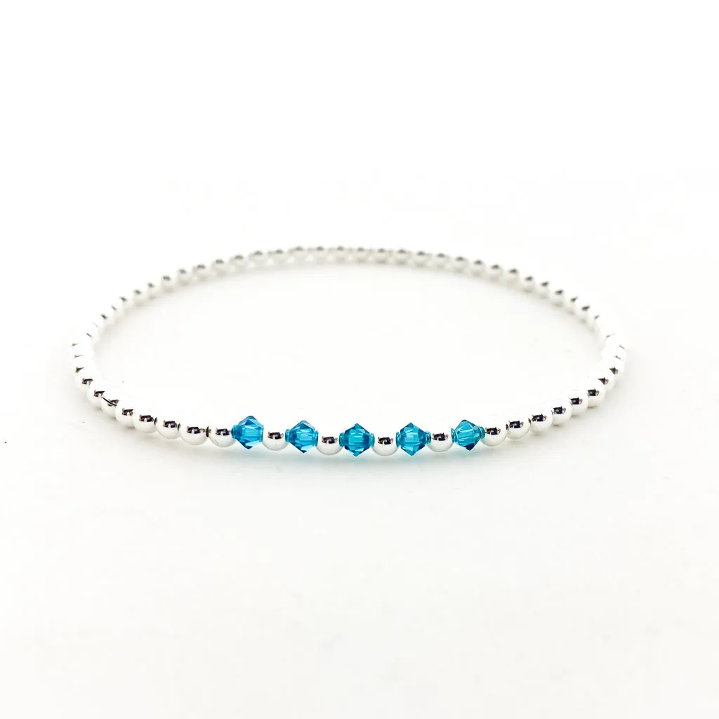 Gracie Beaded Birthstone Accented Bracelet | 3mm