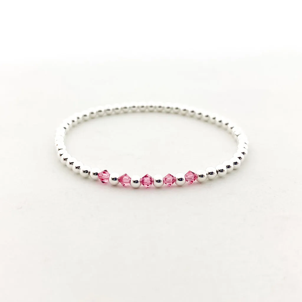 Gracie Beaded Birthstone Accented Bracelet | 3mm