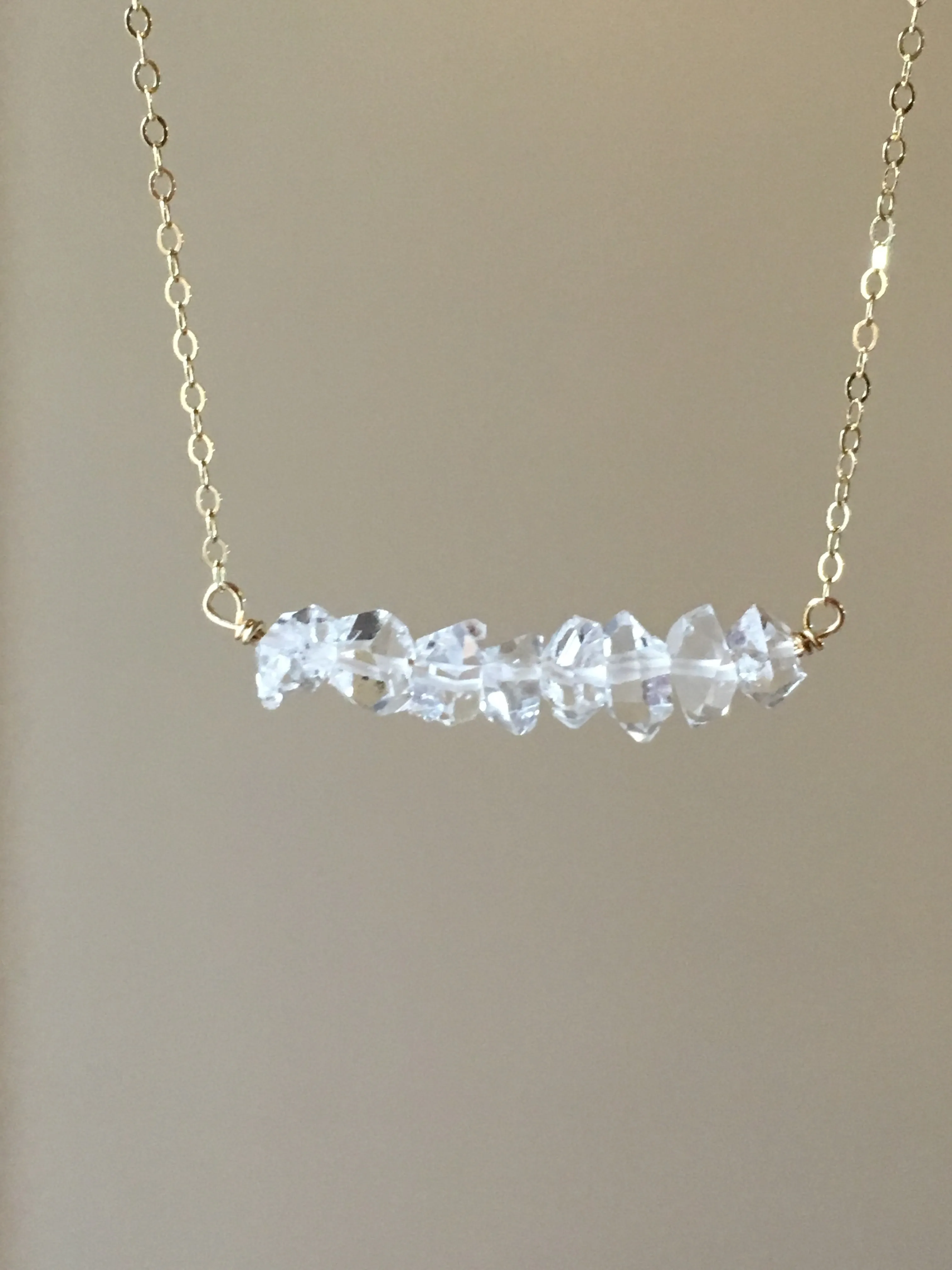 Herkimer Diamond Necklace Gold Fill OR Sterling Silver  Raw Crystal Necklace