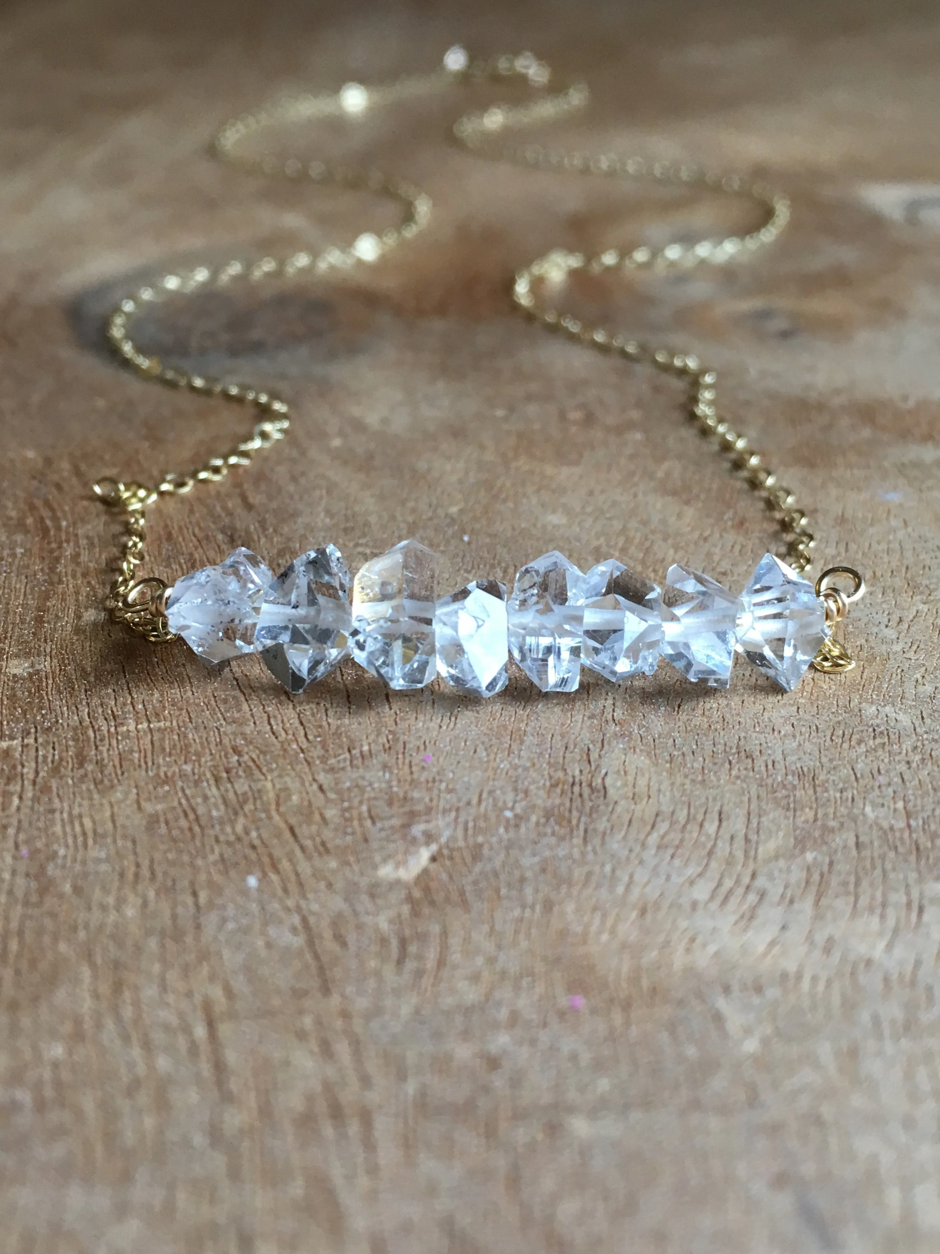 Herkimer Diamond Necklace Gold Fill OR Sterling Silver  Raw Crystal Necklace