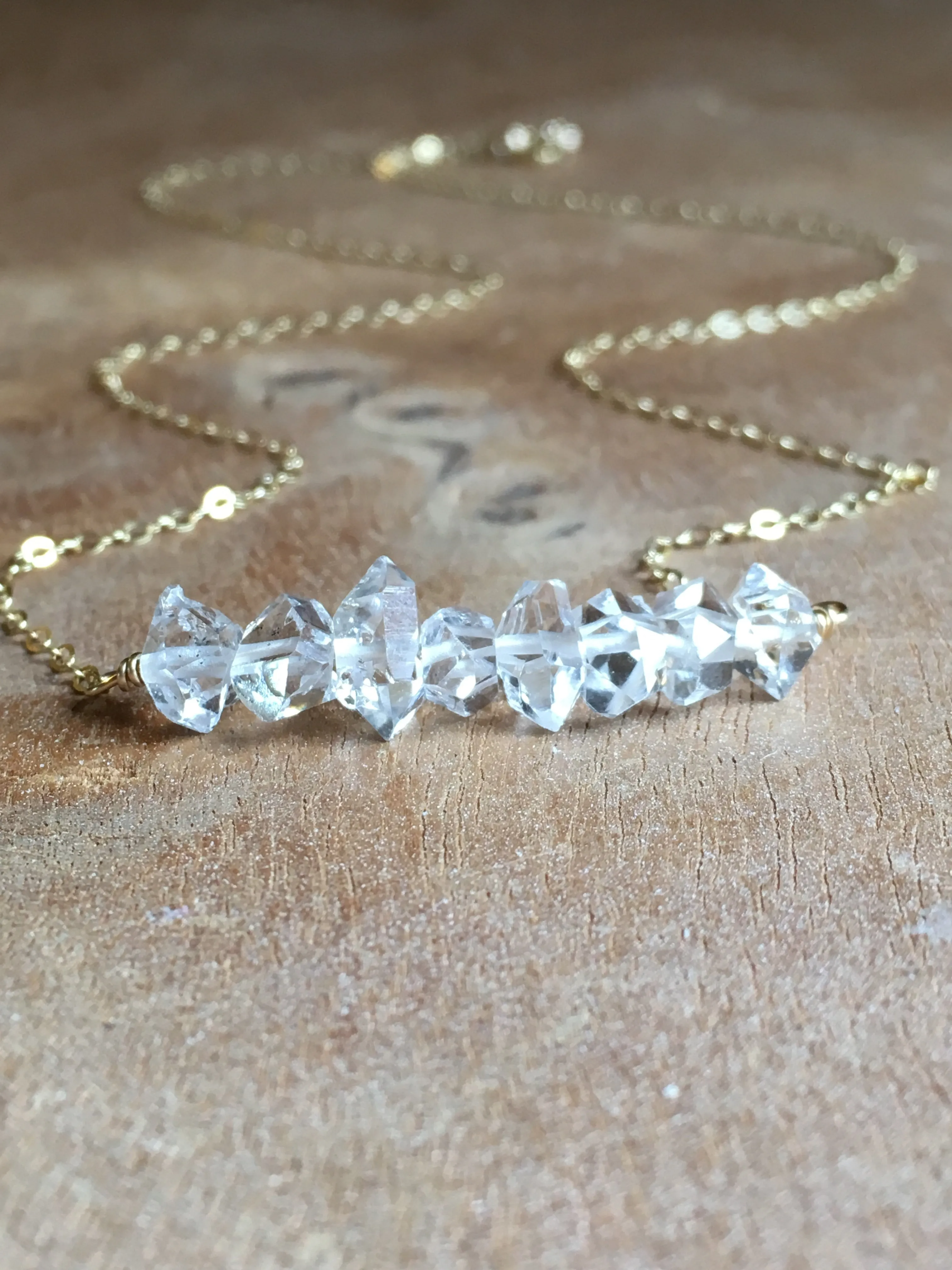 Herkimer Diamond Necklace Gold Fill OR Sterling Silver  Raw Crystal Necklace