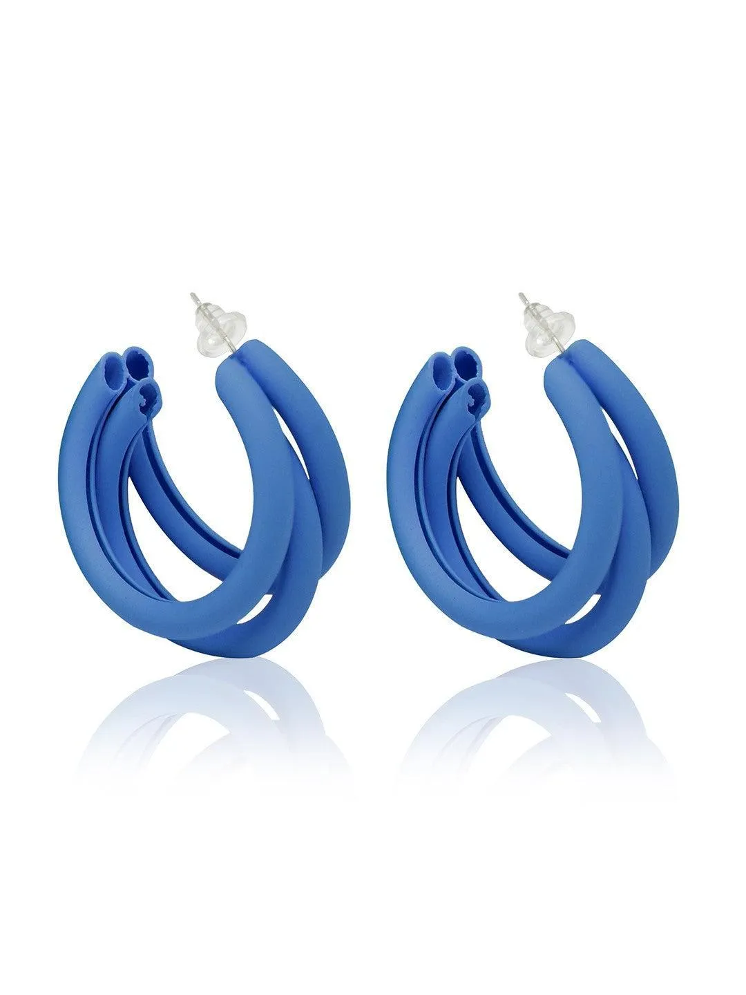 Hina Khan In Triple Hoop Earrings Blue