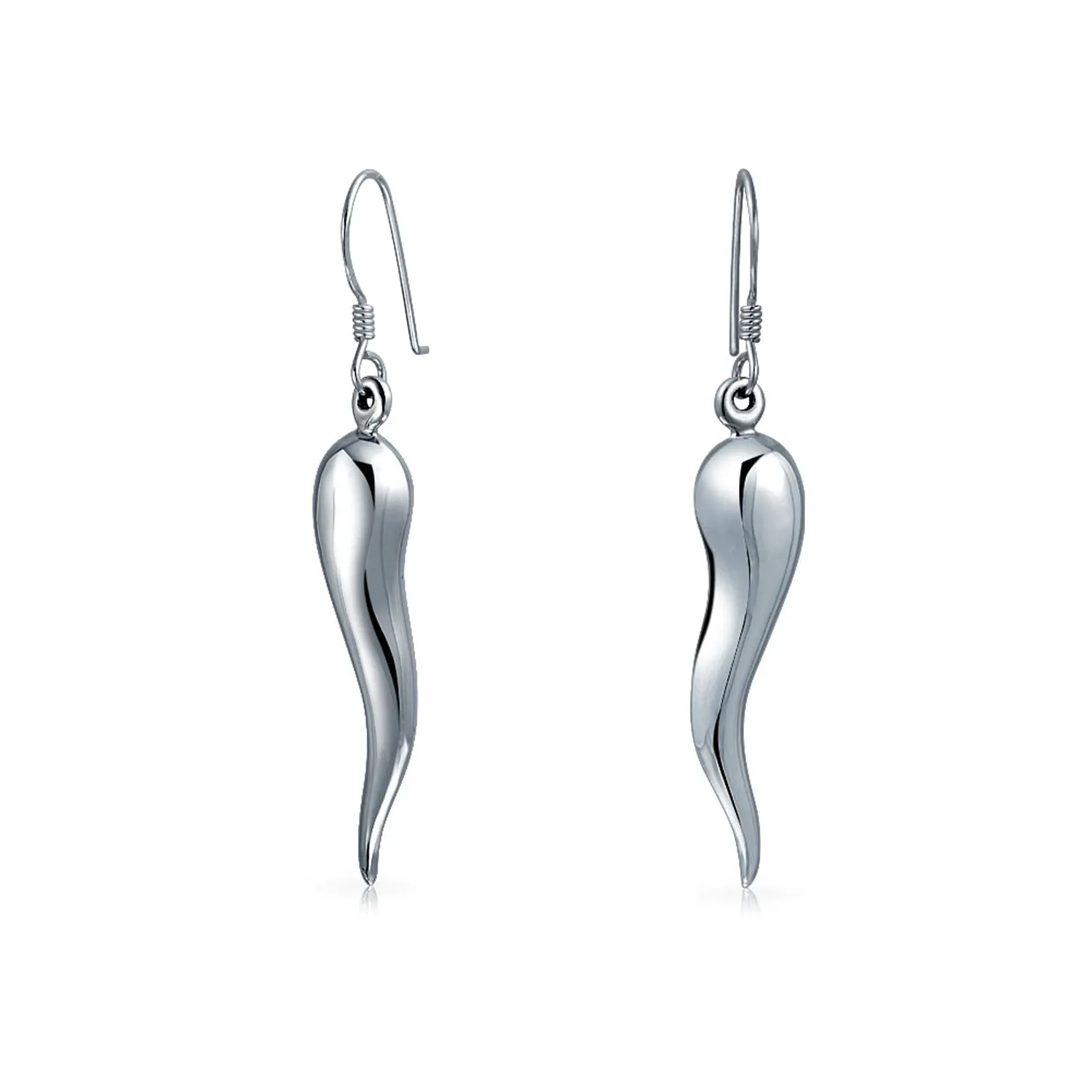 Italian Culture Horn Cornicello Style .925 Sterling Silver Earrings