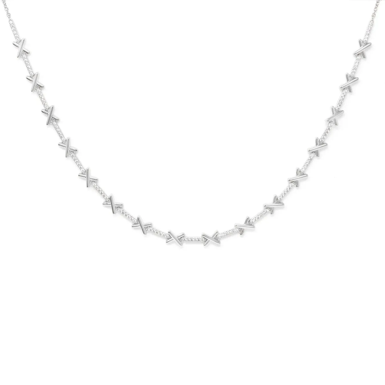 Kiss Tennis Necklace - Silver