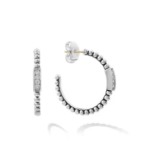 LAGOS .20CTW Caviar Spark Diamond 30MM Hoop Earrings in Sterling Silver