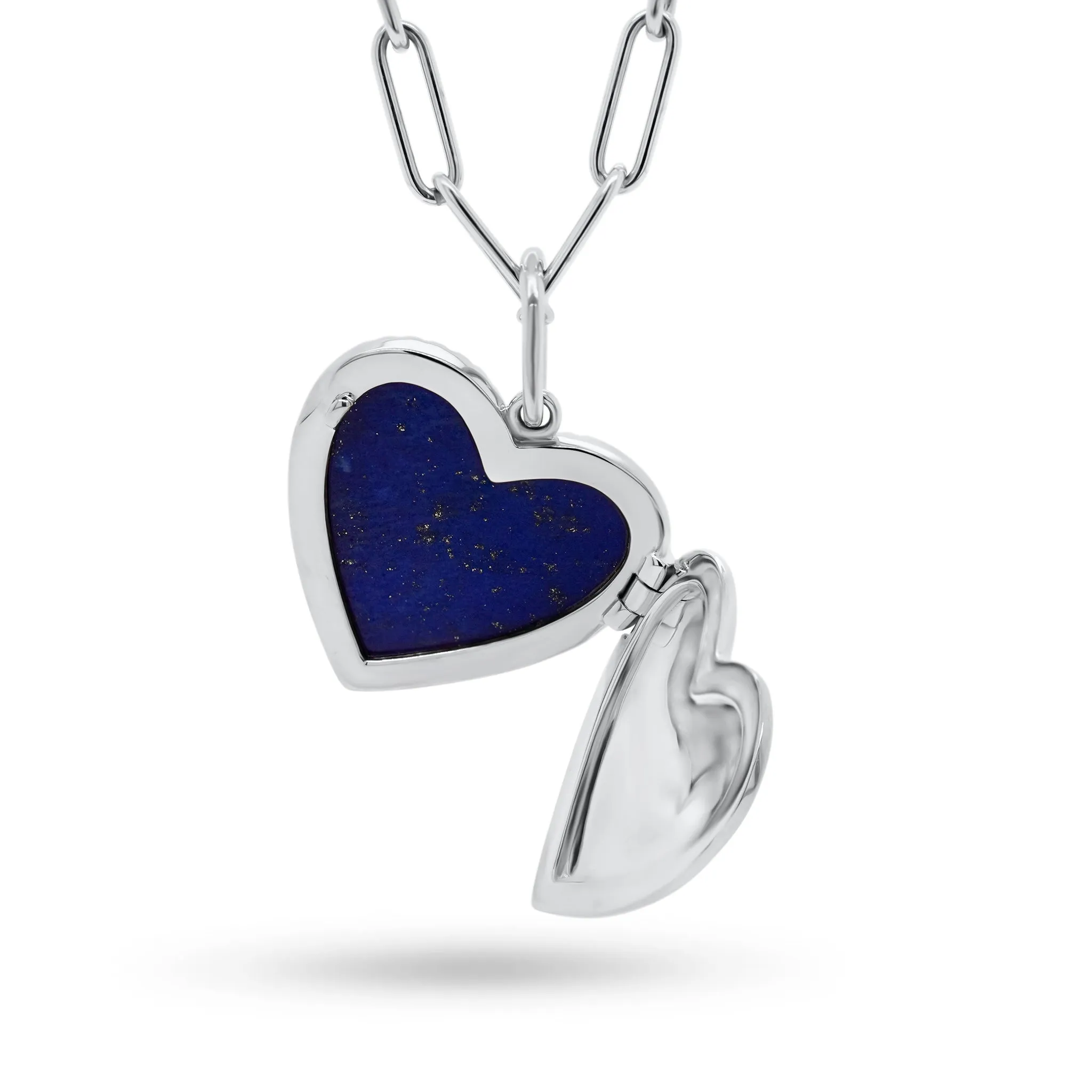 Lapis & Diamond Heart Locket