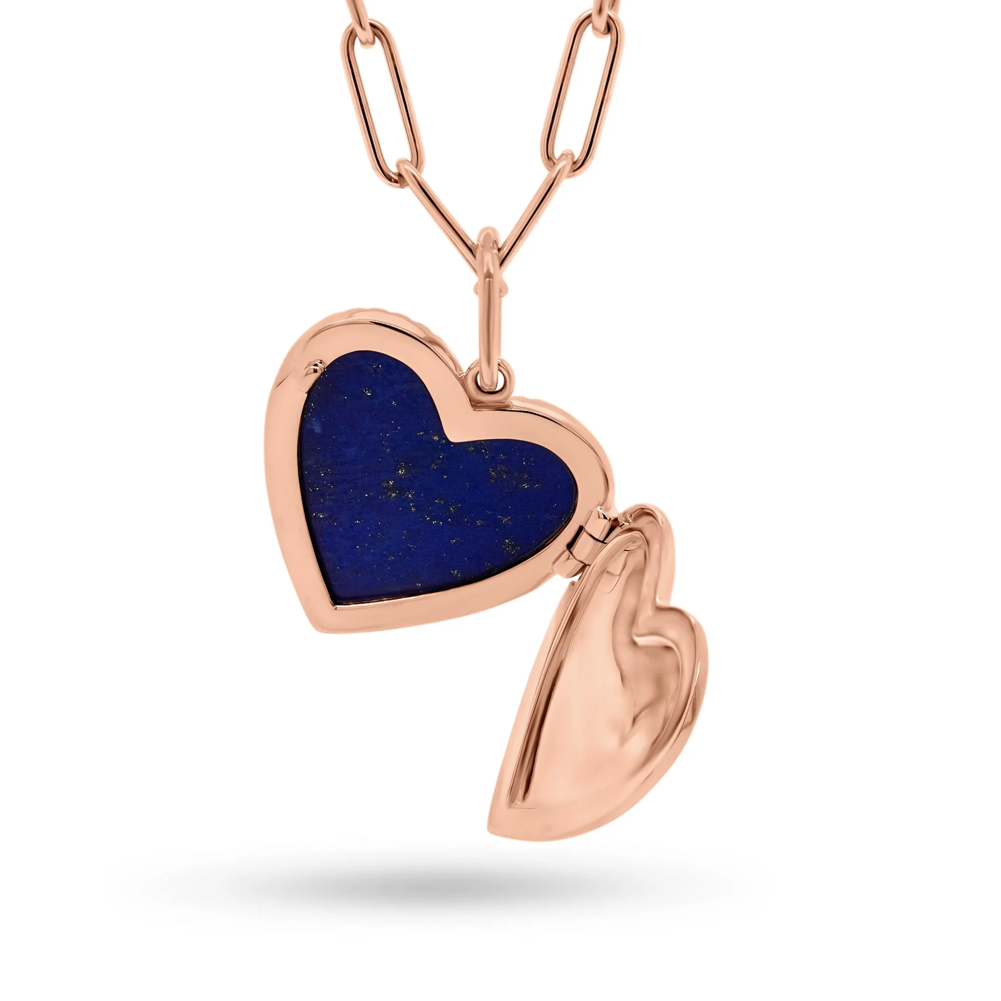 Lapis & Diamond Heart Locket