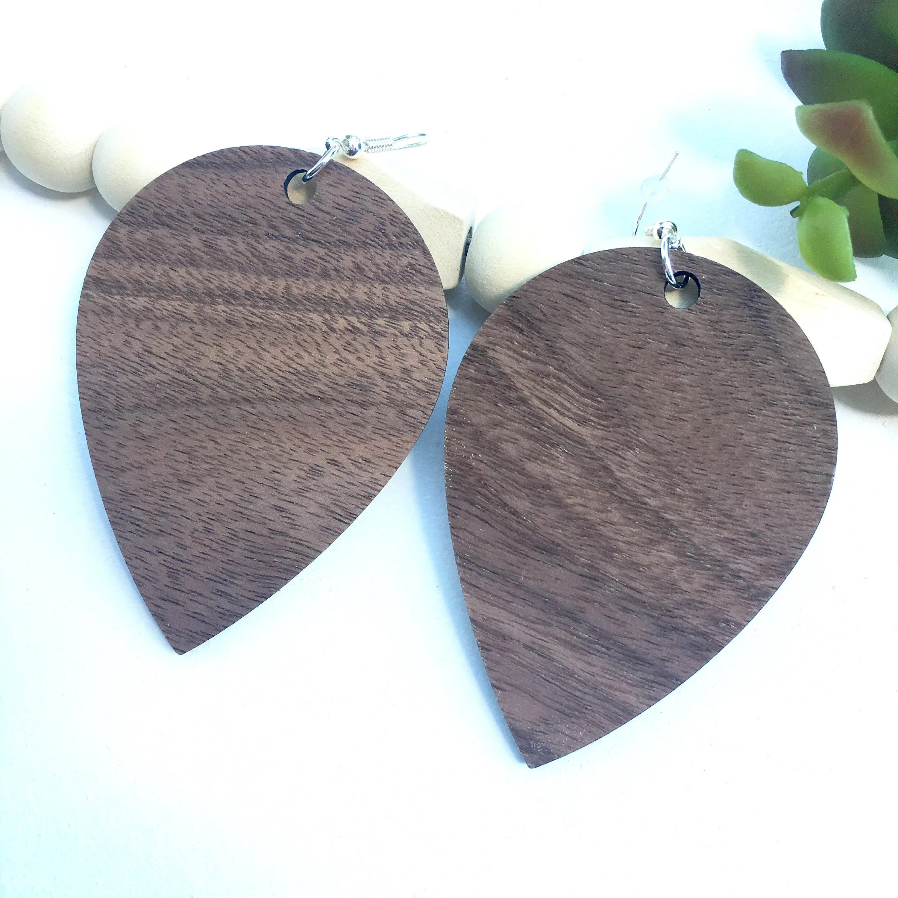 Large Upside Down Teardrop Earring, Cherry Dangle Wooden Earrings, Gift for Sister, Trendy Lightweight Earrings