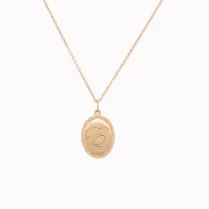 Letter "E" Engraved Frame Oval Pendant