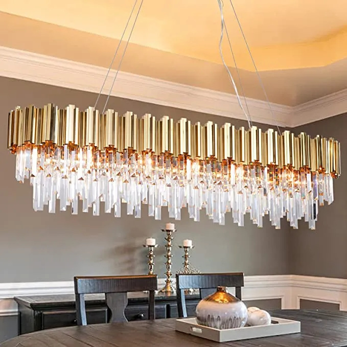 Light Luxury Large Round/Oval Multi-tiered Crystal Chandelier for Living Room/Dining Area/Staircase