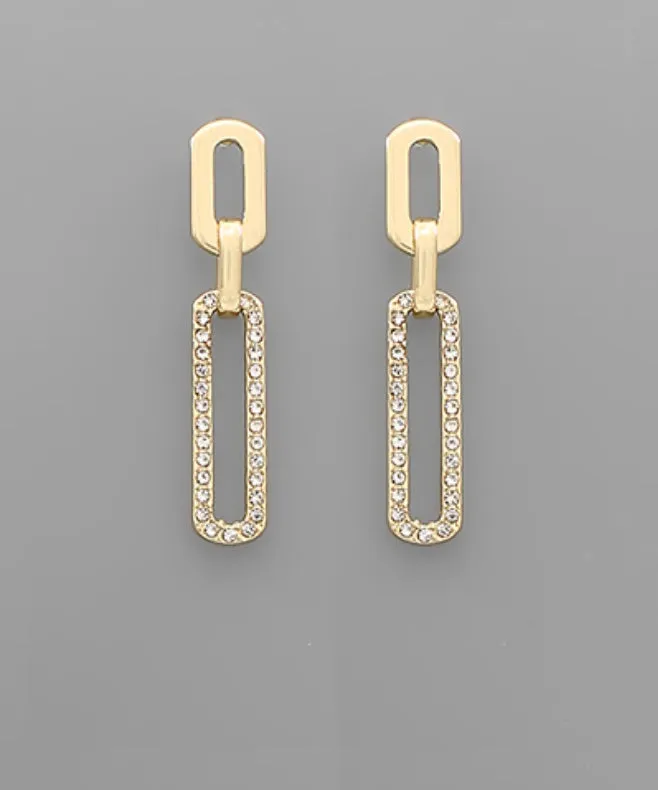 Link Chain Crystal Dangle Earrings