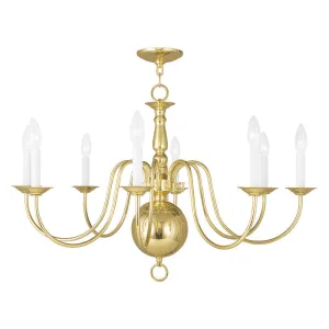 Livex Williamsburgh 8 Light Polished Brass Chandelier - C185-5007-02