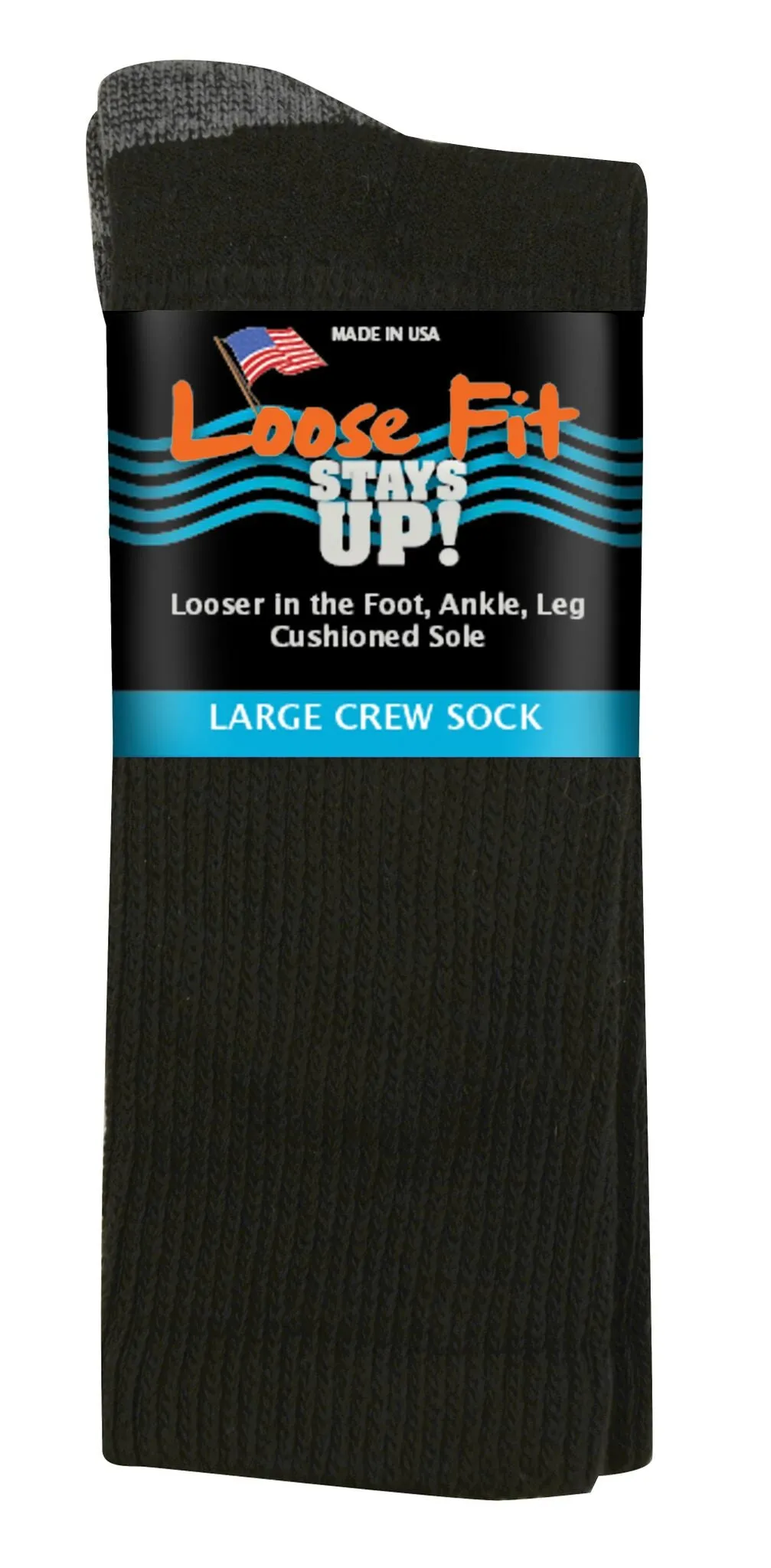 Loose Fit Stays Up Cotton Casual Crew Socks