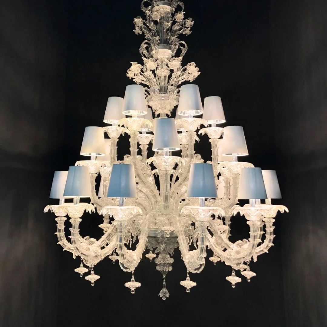 Luxury Crystal Flower Chandelier with White Lampshade for Living Room/Staircase/Hotel