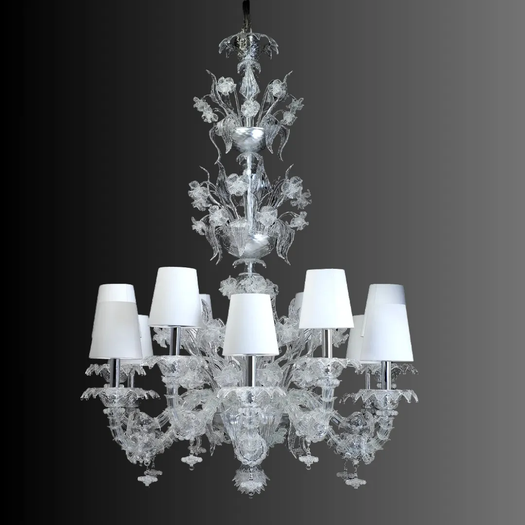 Luxury Crystal Flower Chandelier with White Lampshade for Living Room/Staircase/Hotel