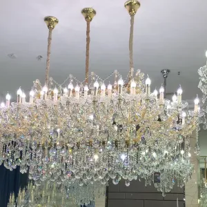 Luxury Royal Rectangular Candle Crystal Chandelier for Dining Room/Kitchen Island