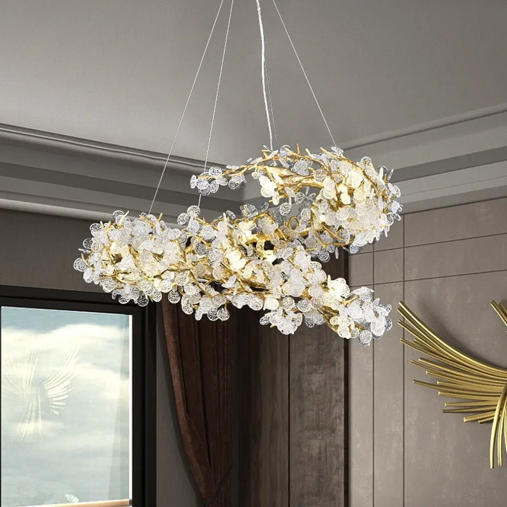 Luxury Villa Chandelier Modern Lighting Gold Led Hanging Living Room Bedroom Decoration