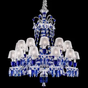 Luxury Vintage Blue Crystal Lampshade Chandelier for Living Room/Staircase/Foyer