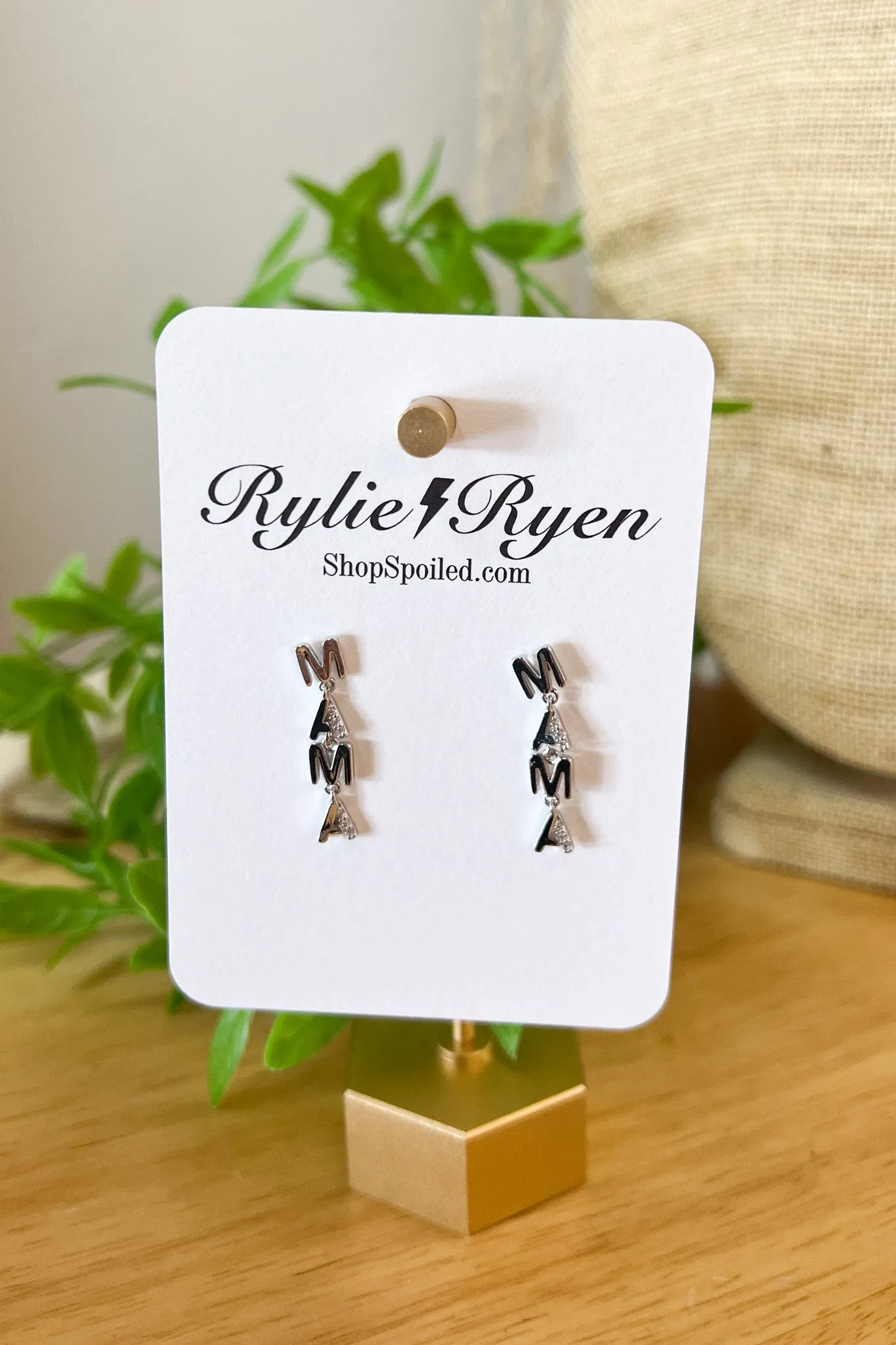 MAMA Dangle Earrings In Silver