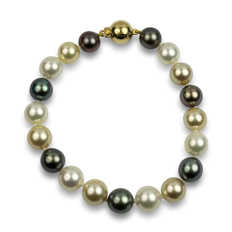 Mastoloni 18k Yellow Gold Multi-Color Pearl Bracelet