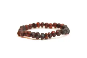 Matte Dark Cherry Red Nugget Bead Bracelet - Adjustable, Unisex Everyday Jewelry