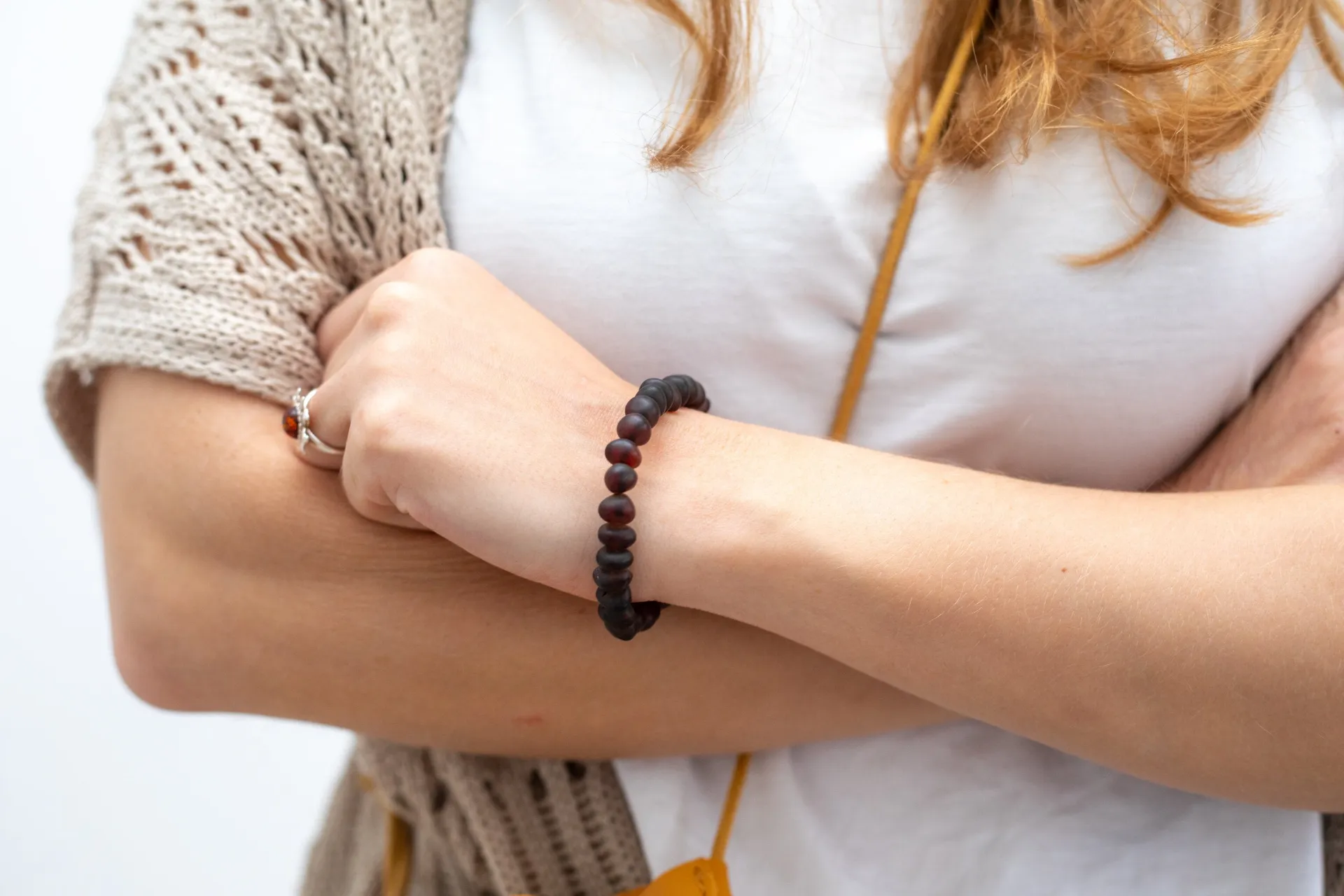 Matte Dark Cherry Red Nugget Bead Bracelet - Adjustable, Unisex Everyday Jewelry