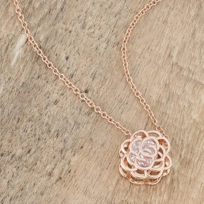 Maya Rose Drop CZ Rose Goldtone Necklace | 1.3ct