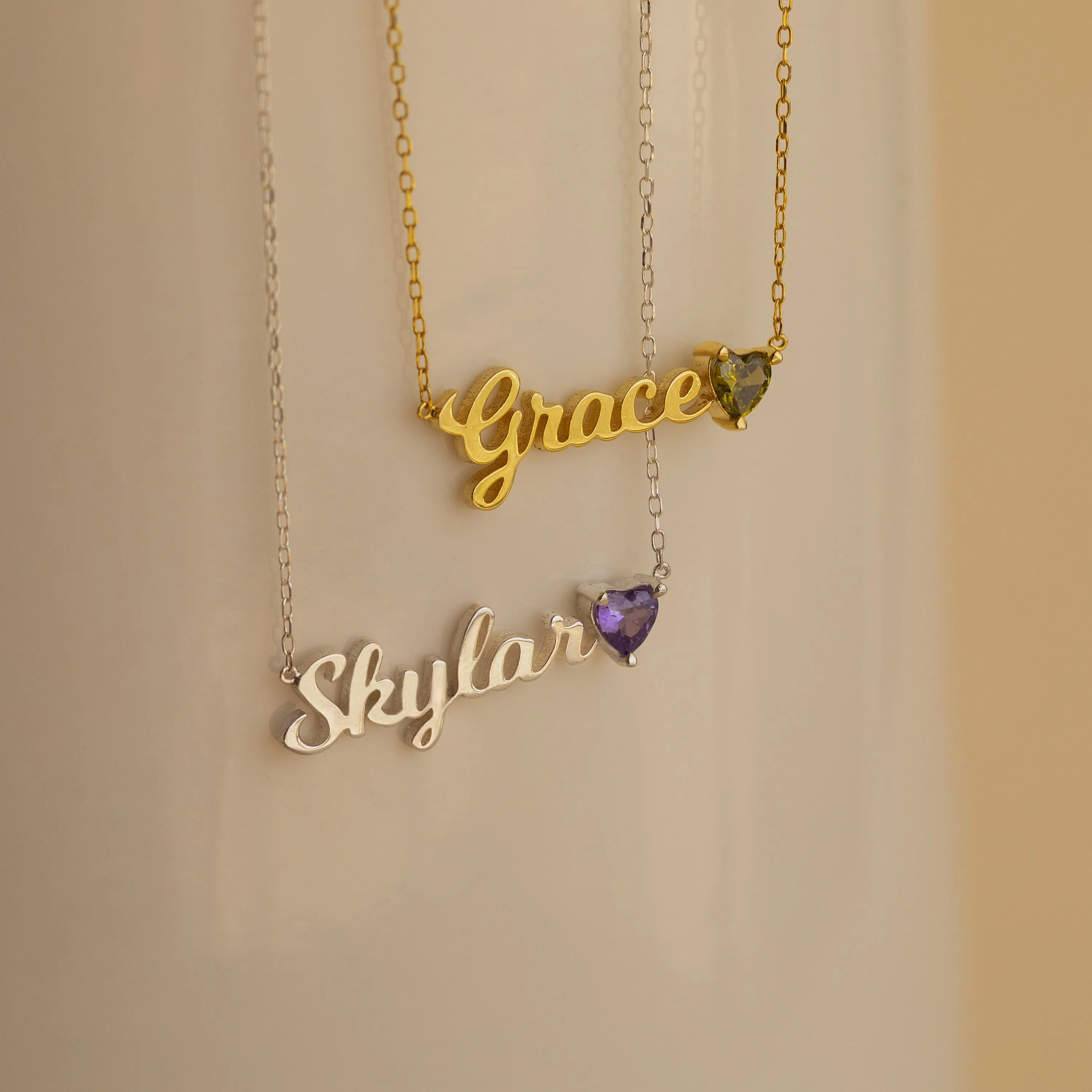 Mellow Name Heart Birthstone Necklace