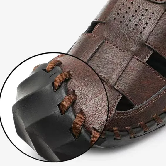 Men's Closed Toe Leather Handmade Fashion Beach Sandals