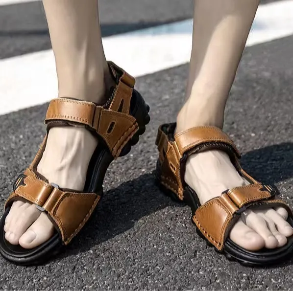 Men's Open Toe Casual Outdoor Leather Beach Sandals