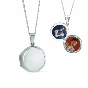 Men's Round Locket Necklace White Gold   Photos