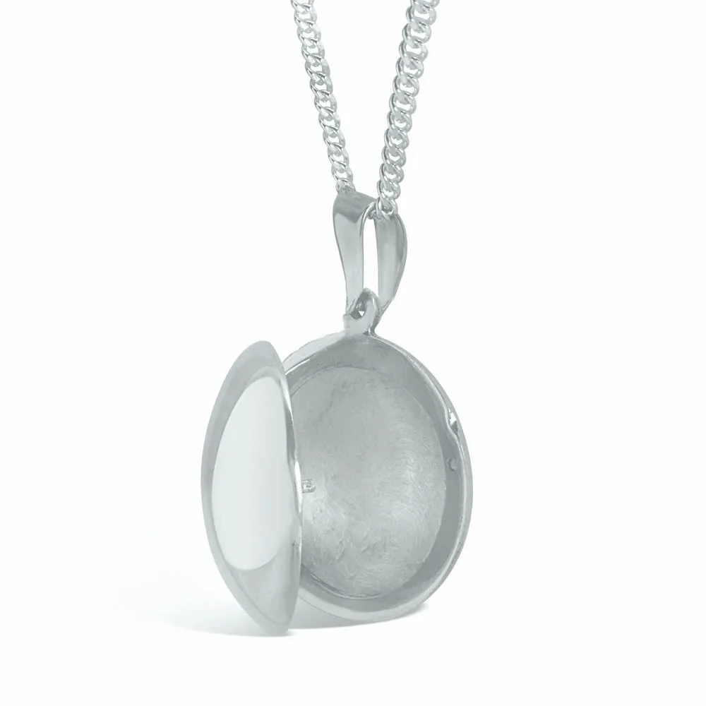 Men's Round Locket Necklace White Gold   Photos