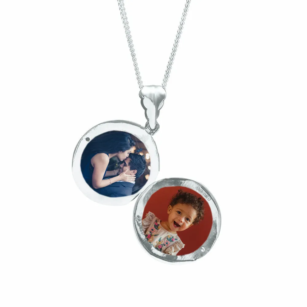 Men's Round Locket Necklace White Gold   Photos