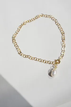 Mini Chain Pearl Bracelet - Gold Plated