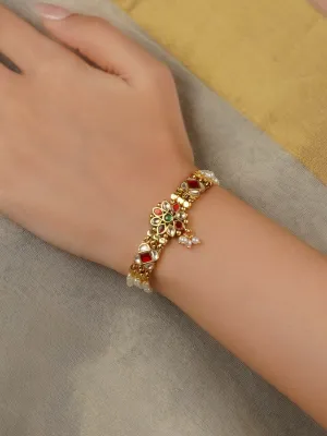 Multicolor Gold Plated Jadau Kundan Bracelet - MHP230M