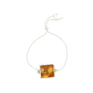 Natural Amber Sterling Silver Adjustable Slider Bracelet