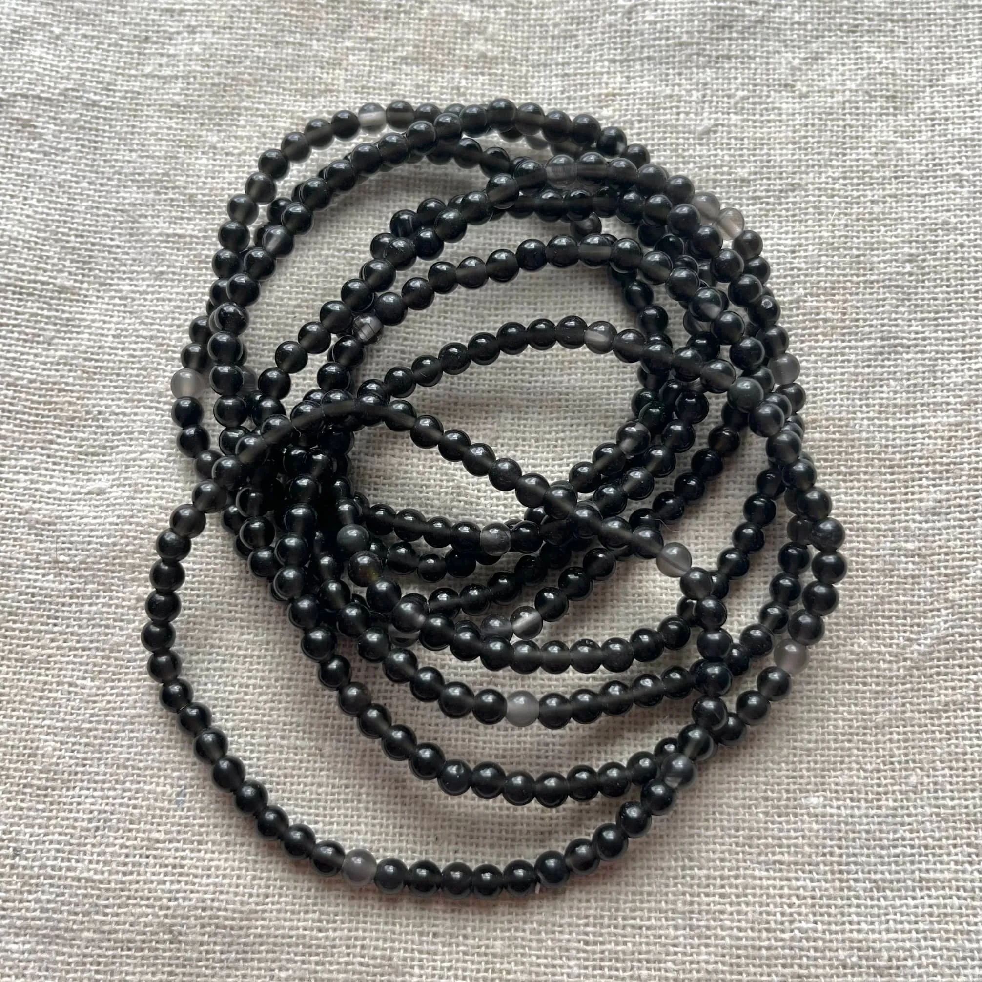 Obsidian 4mm Beaded Bracelet - Protection