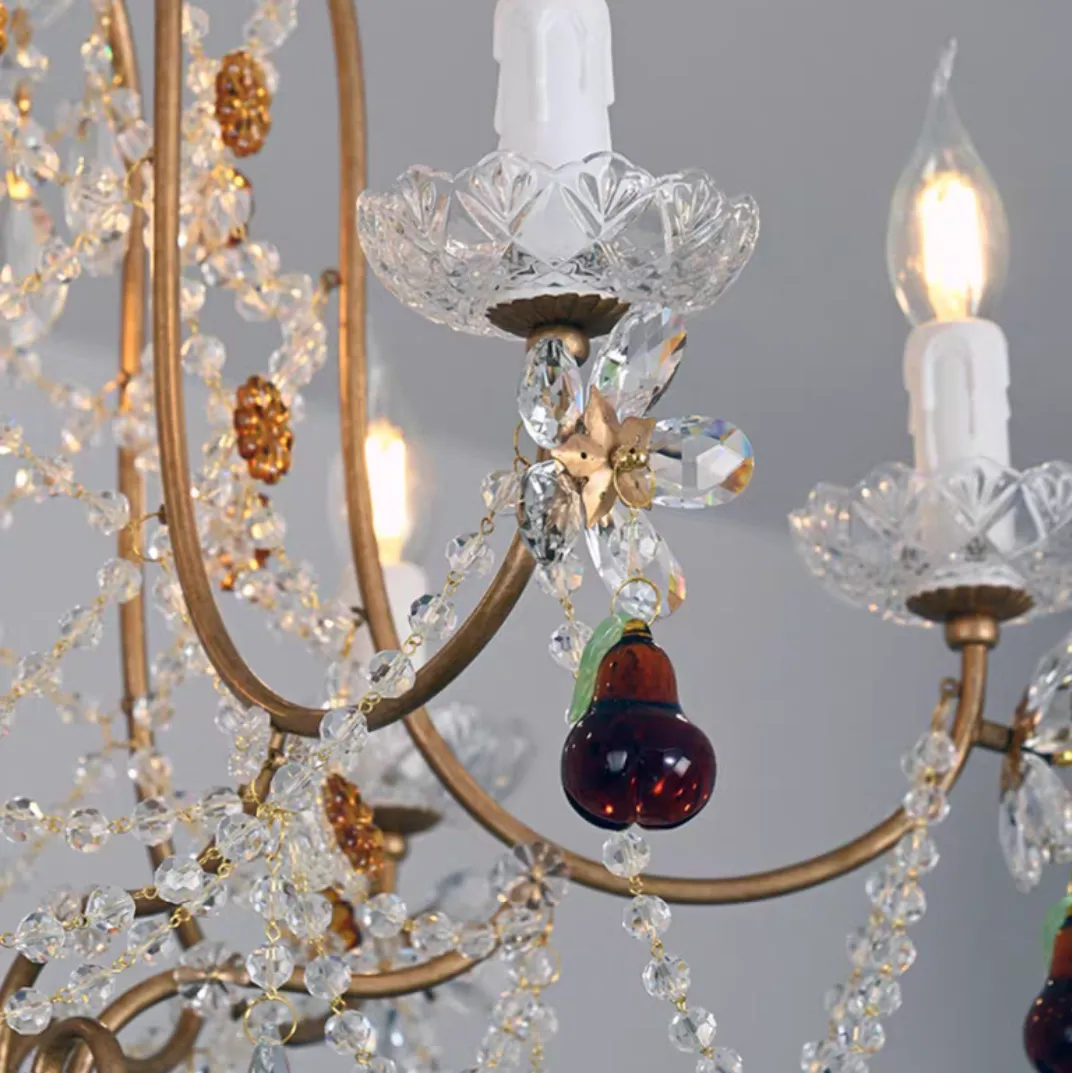 Ornate French Antique Crystal Ceiling Chandelier