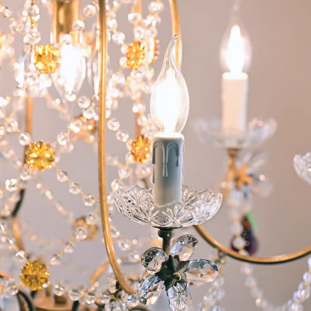 Ornate French Antique Crystal Ceiling Chandelier