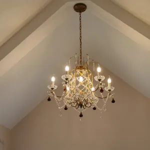 Ornate French Antique Crystal Ceiling Chandelier