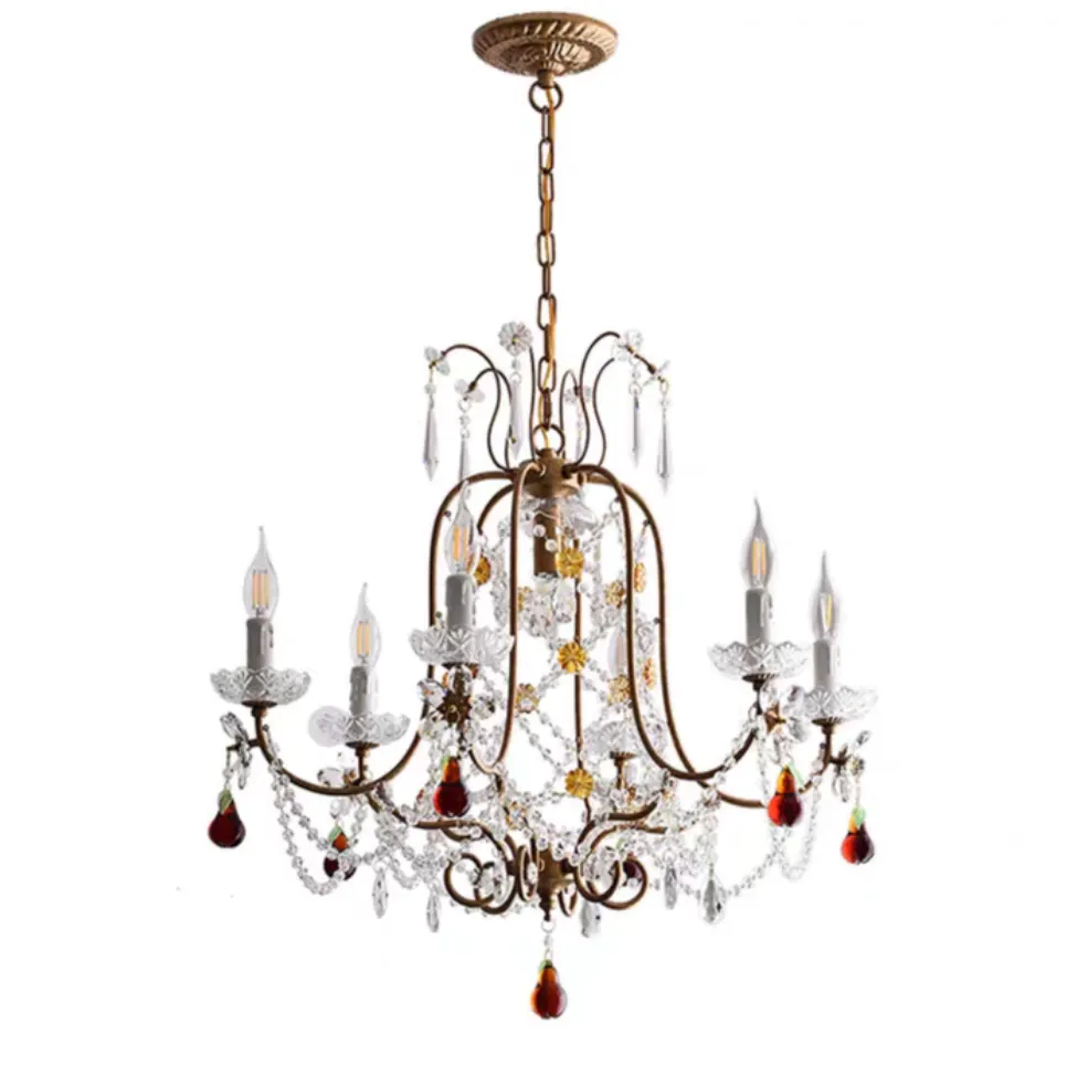 Ornate French Antique Crystal Ceiling Chandelier