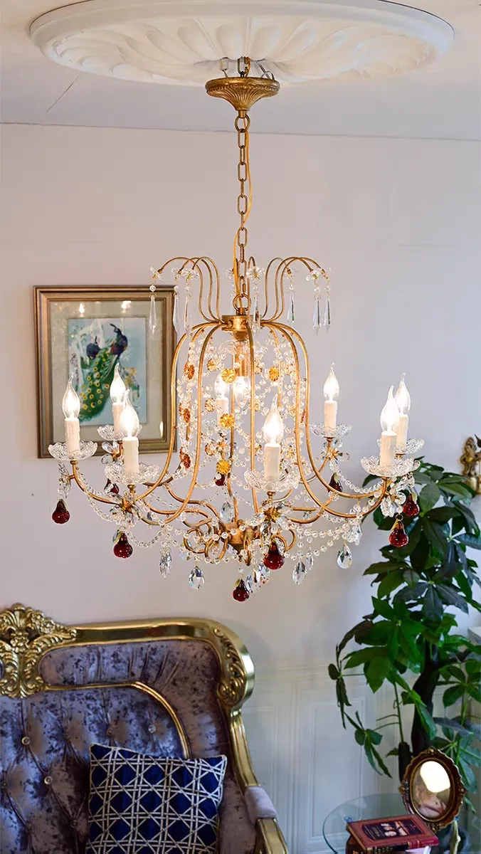 Ornate French Antique Crystal Ceiling Chandelier