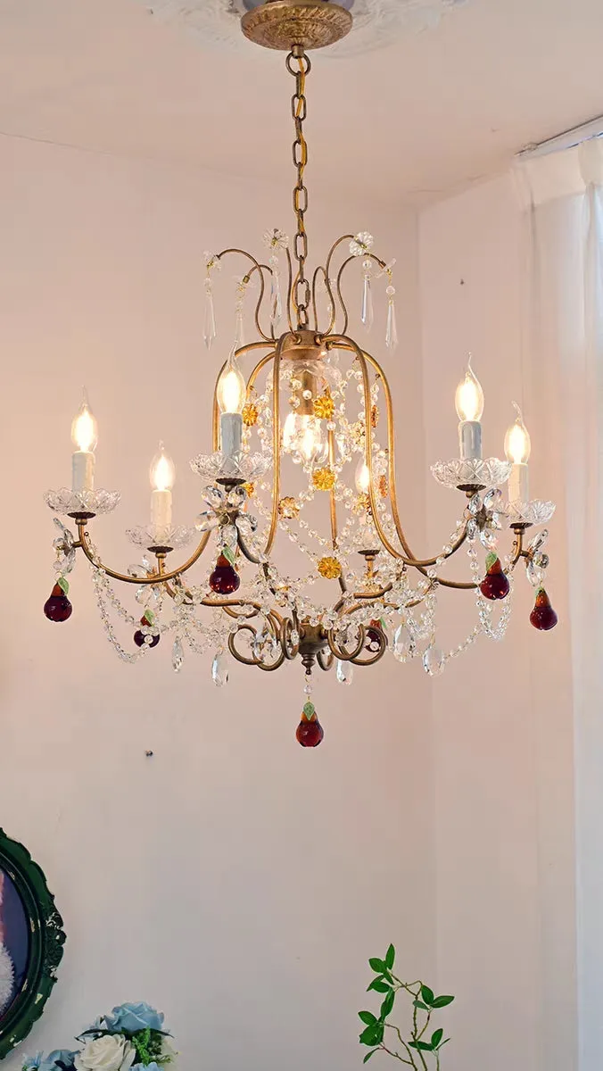 Ornate French Antique Crystal Ceiling Chandelier