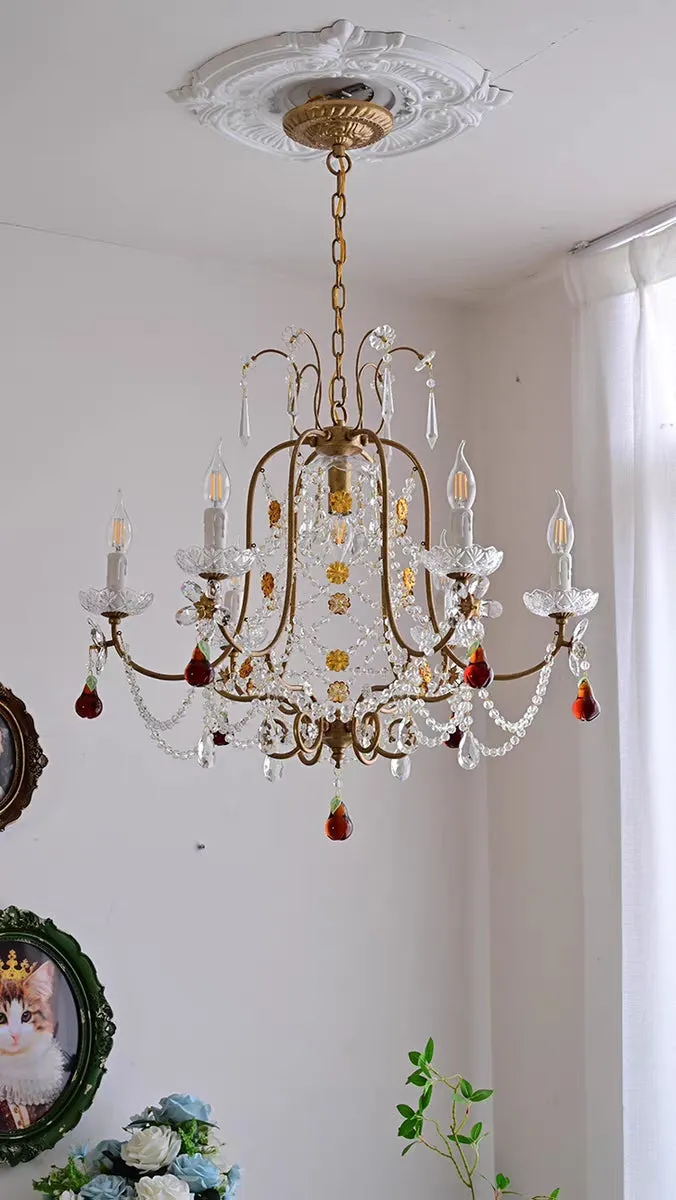 Ornate French Antique Crystal Ceiling Chandelier