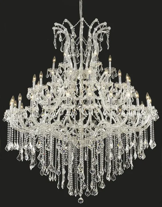 Oversized European Chrome Classic Candle Branch Crystal Chandelier for 2-Story/Duplex Buildings