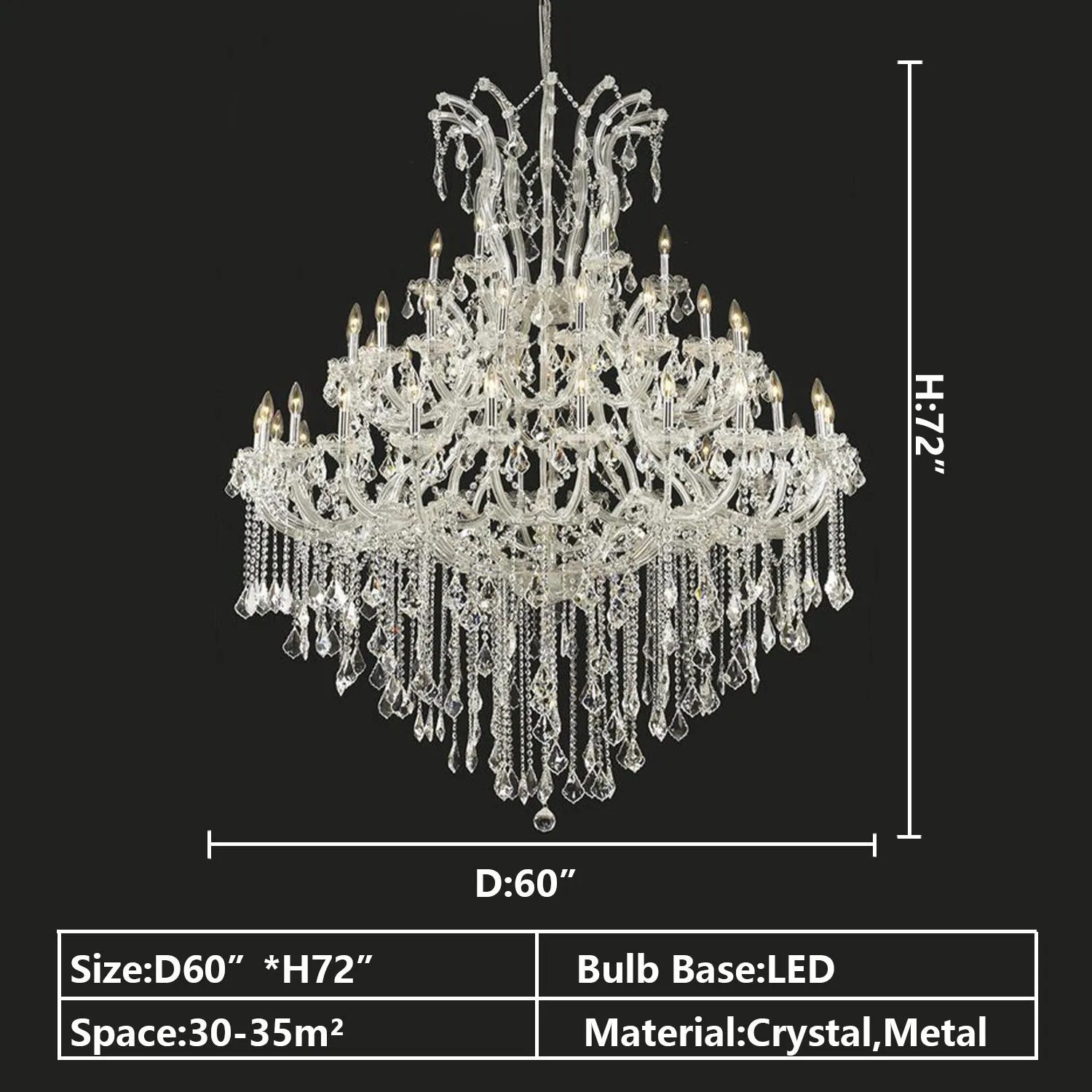 Oversized European Chrome Classic Candle Branch Crystal Chandelier for 2-Story/Duplex Buildings