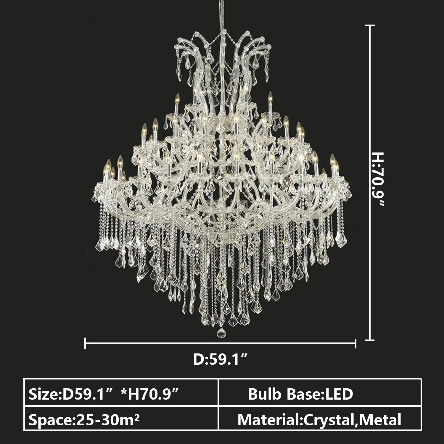 Oversized European Chrome Classic Candle Branch Crystal Chandelier for 2-Story/Duplex Buildings