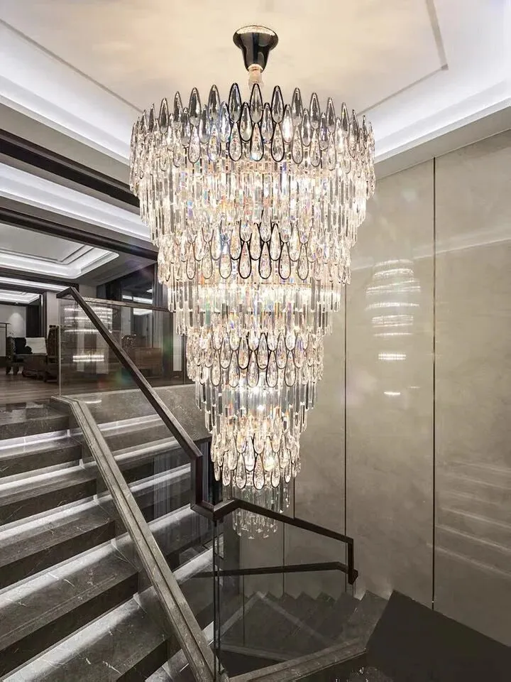 Oversized Multi-layers Luxury Creative Art Crystal Chandelier for Foyer/Staircase/Hallway