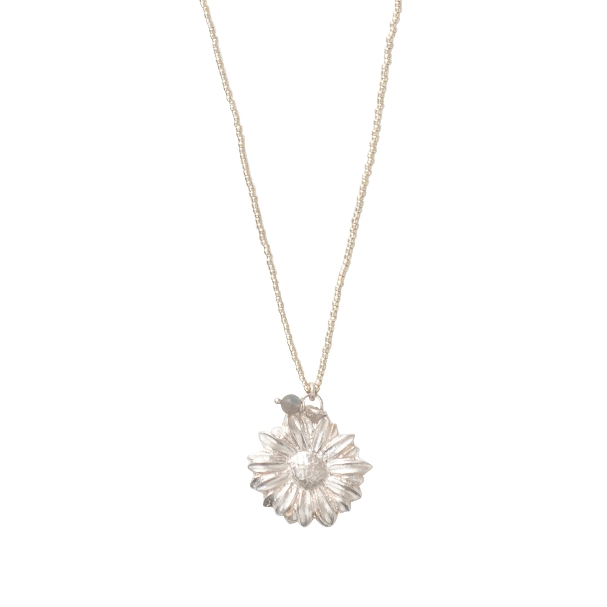 Paradise Labradorite Daisy Silver Necklace - A Beautiful Story